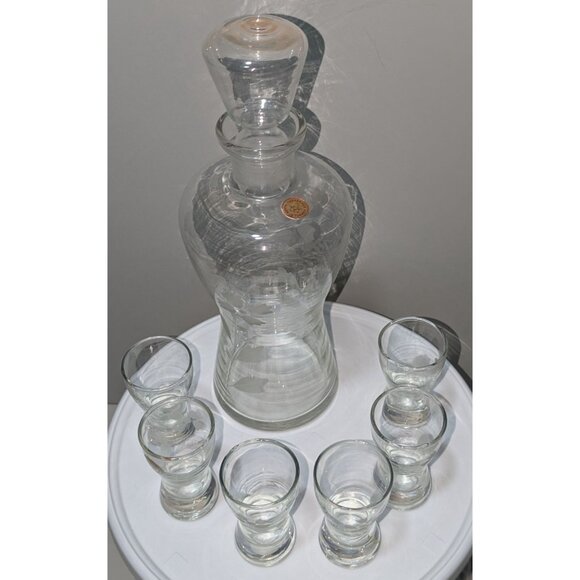 Vintage Pasabahce Crystal Decanter & Shot Glass Set - Picture 2 of 12